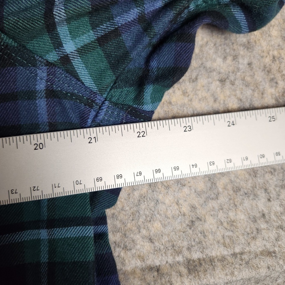 L.L. Bean Flannel Shirt BeanFlex Men M Reg Green Blue Scotch Plaid Button Up - Picture 5 of 6